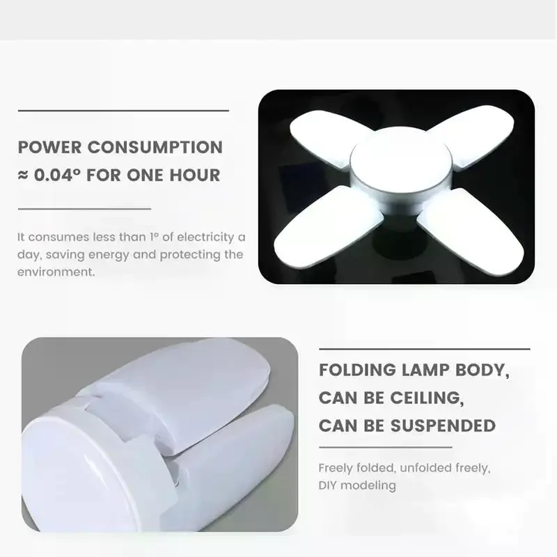 Fan Shape Foldable LED Bulb AC85-265V 170V-265V Deformation For Home Ceiling Lights Warehouse And Garage White Light Bulb E27