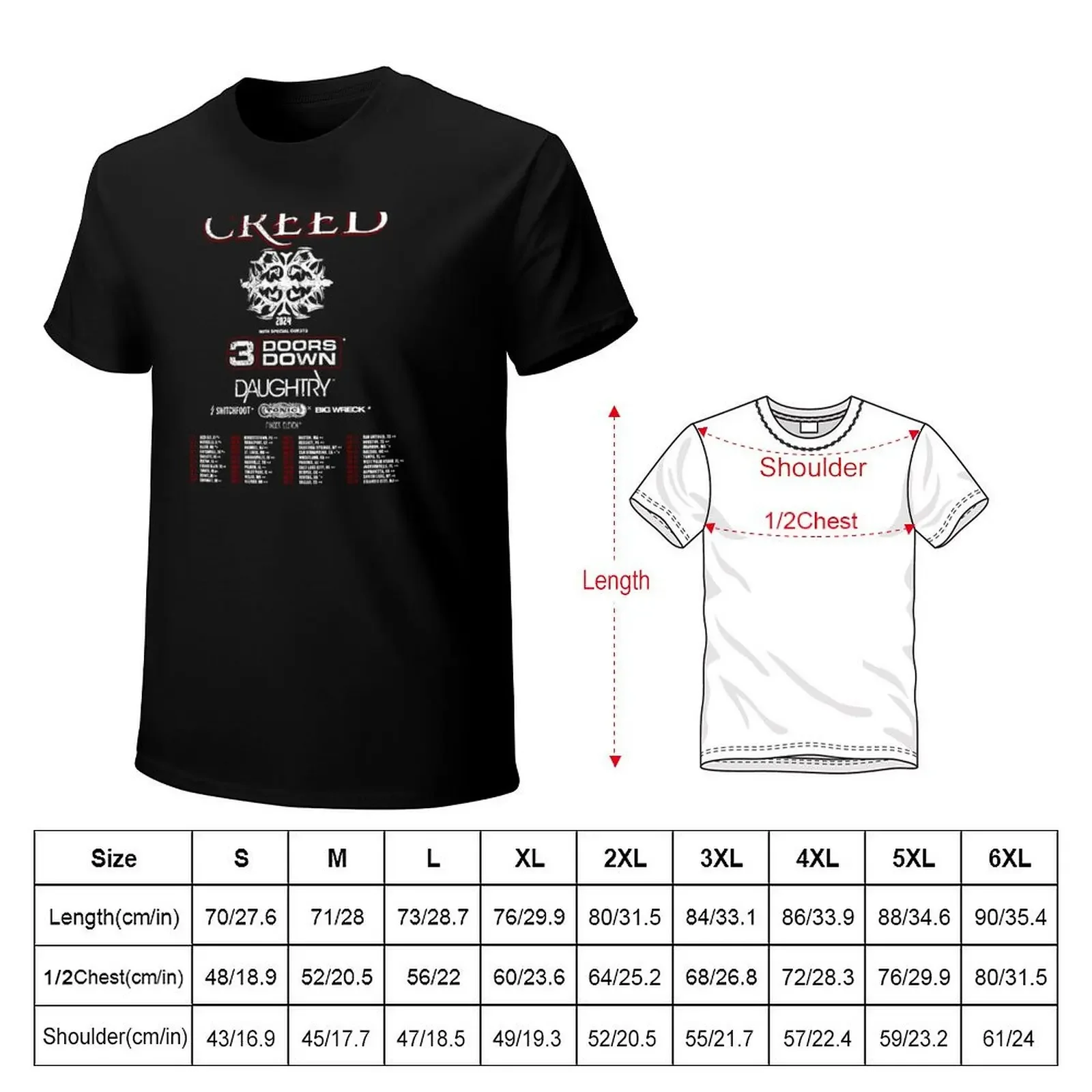 Creed Band 2024 Tour Summer T-Shirt Aesthetic clothing basketball graphic tees mens plain t shirts