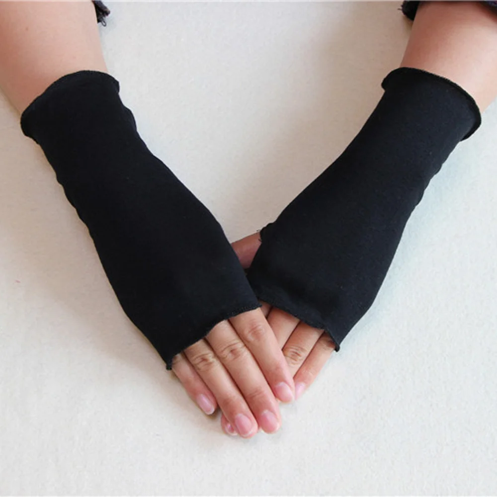 Gothic Black Fingerless Long Gloves Punk Hole Half-finger Glove Arm Warmer Beggar Cosplay Halloween Costume Accessories HOT