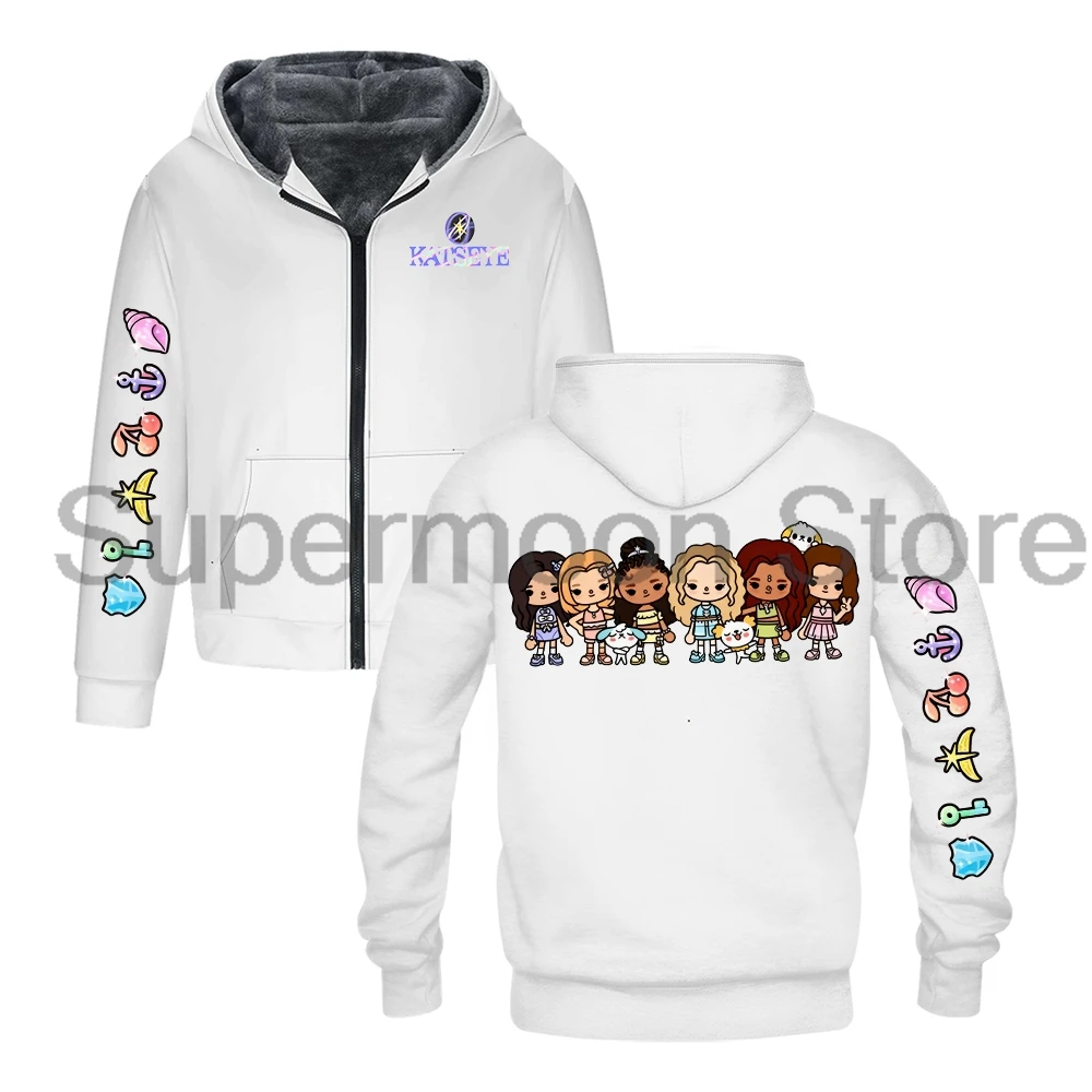 Kpop Katseye Anime Logo Zipper Hoodie 2025 Beautiful Chaos Tour Long Sleeve Streetwear Men Women Jacket Parkas Winter Coat