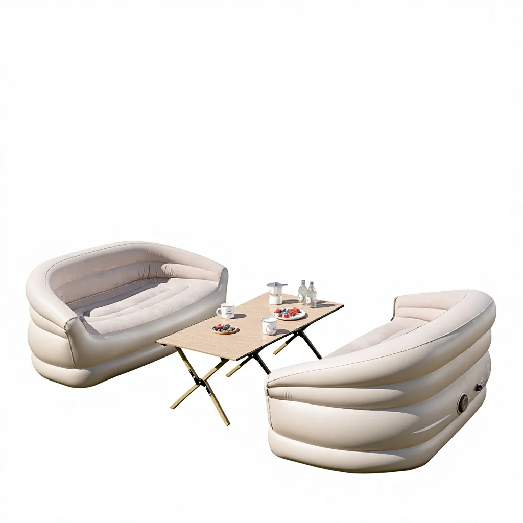Luxury Inflatable Sofa Set-Portable Outdoor Compressed Furniture with Built-in Air Pump Modern Minimalist Design