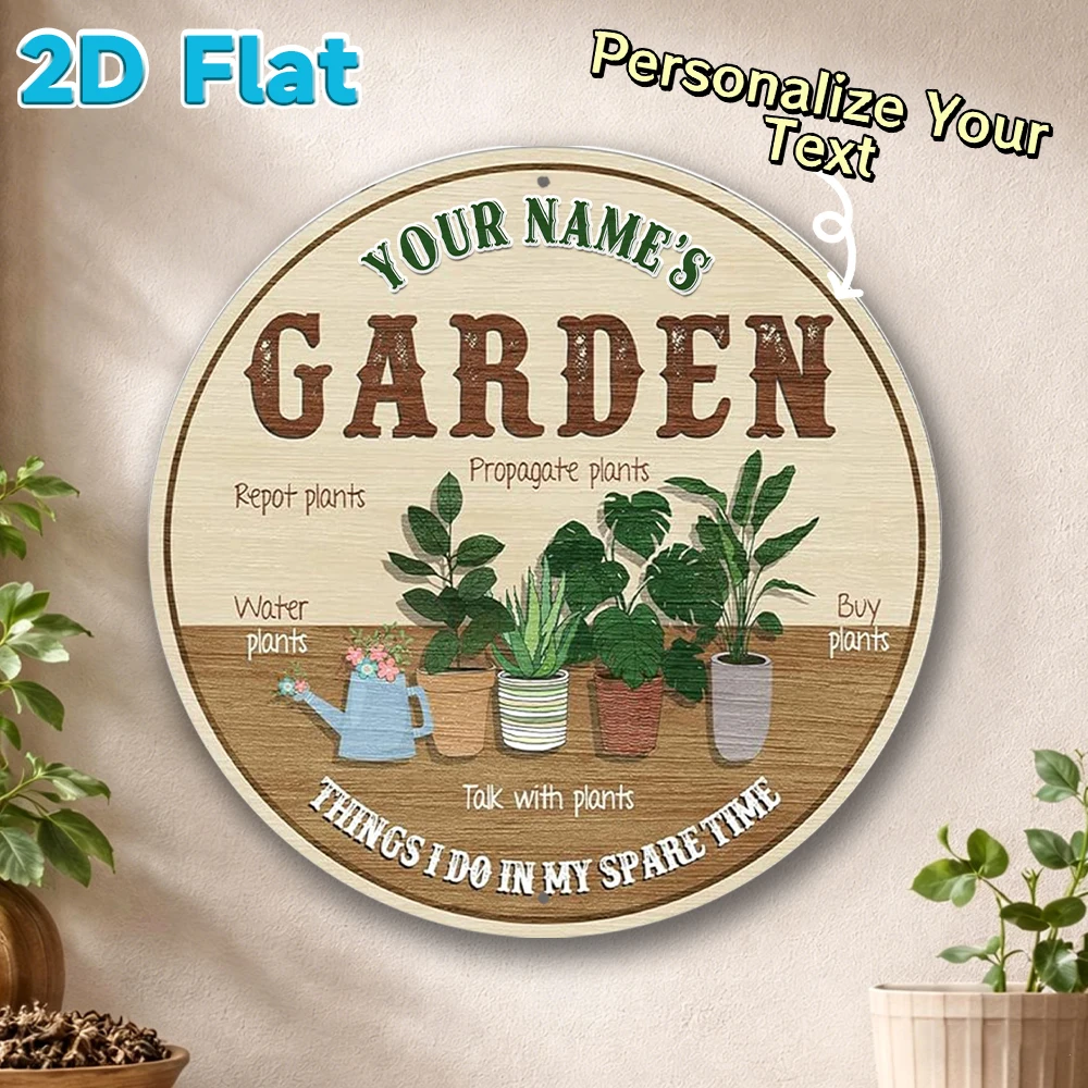 

Custom Name Garden Round Metal Sign House Plant Decor Plaque for Backyard Patio Home Indoor Wall Art