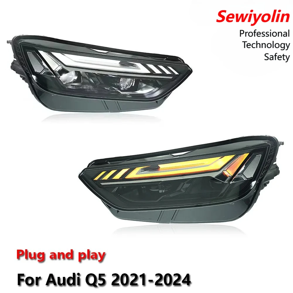 

Car LED Headlight Assemblies For Audi Q5 2021-2024 Fog DRL Brake Turn Signal Lamp Plug And Play