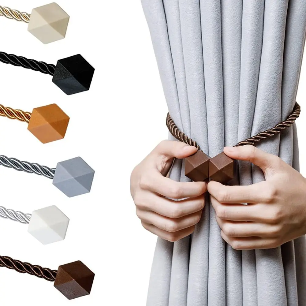 2Pcs Rhombus Window Curtain Buckles Adjustable INS Magnetic Curtain Strap Thicken Simple Magnetic Curtain Tiebacks Window Decor