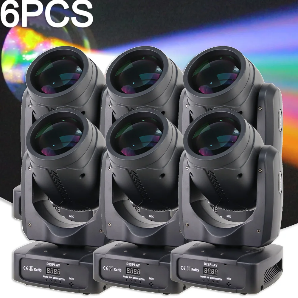 6PCS Moving Head Beam Lights LED 180W DMX512 Music Control Spot Gobo Effect Stage Lighting Decoration Wedding Party Dj Disco