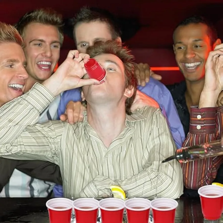 أكواب صغيرة للاستعمال مرة واحدة 120 قيراط 2 أونصة، أكواب حفلات بلاستيكية حمراء صغيرة لألعاب الحفلات والمناسبات