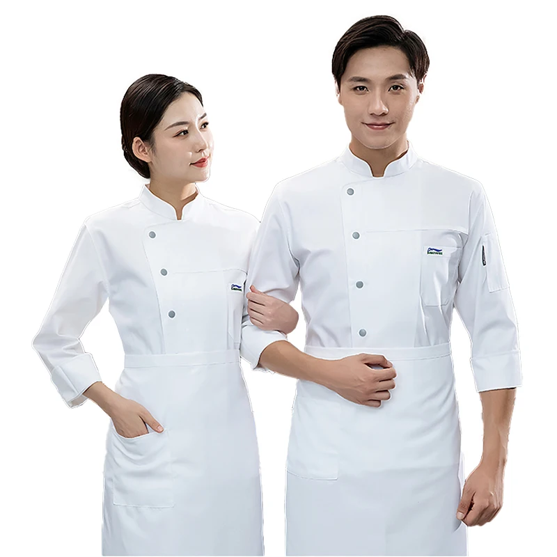 Ropa de cocina de Hotel para hombre, chaqueta de Chef, uniforme de cocina de restaurante occidental, abrigo de cocinero, panadería, hornear, café, camarero, camisa de trabajo, Tops