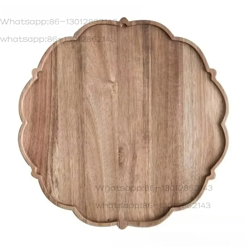 34cm Inner Diameter Pine Wood Tea Storage Tray Home Living Room Dining Table Tea Storage Tray Hotel Wooden Dining Tray -1 piece