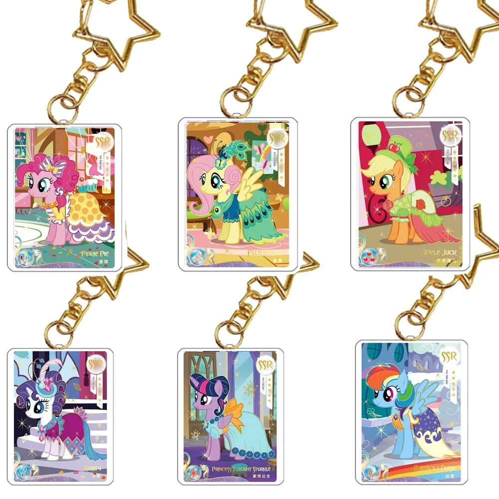 My Little Pony Acrylic Pendant Key Wholesale Anime Cartoon Chaincard Style Rarity Fluttershyself Pinkie Pie Decoration Toy Gift