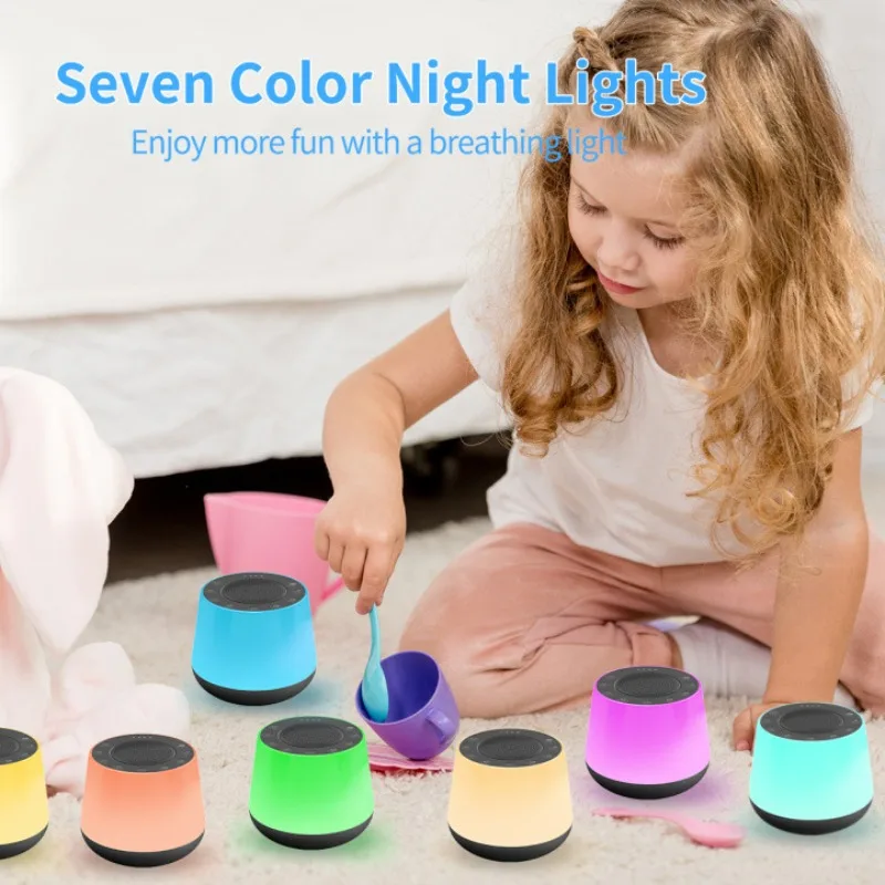 Portable Soothing Sleep Sound Machine with Night Light White Noise Machine Bluetooth Speaker Rechargeable for Babies Adult Relax