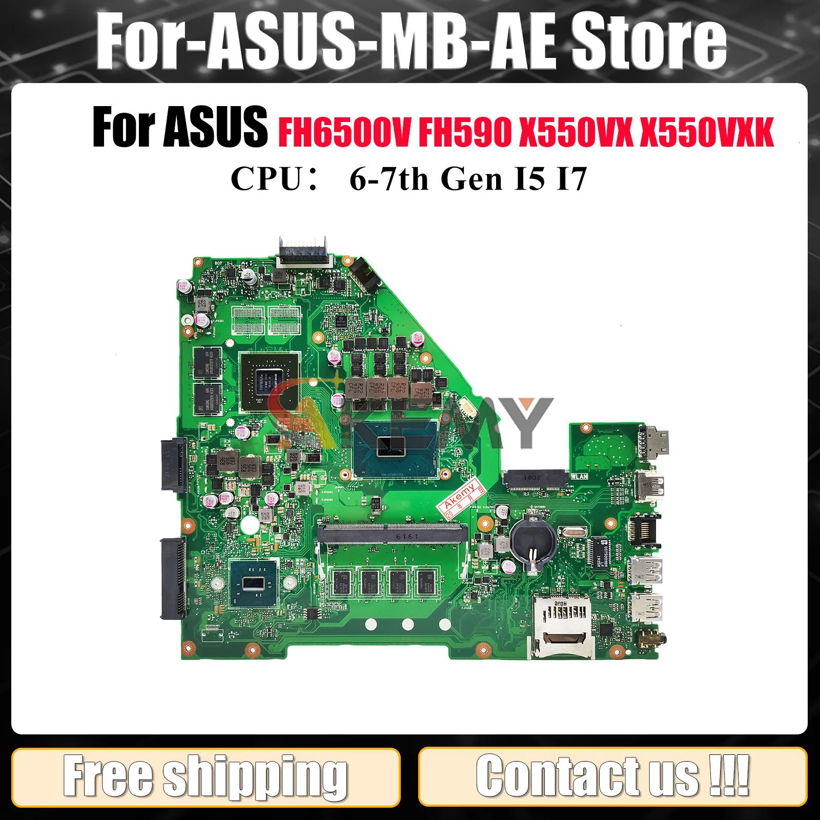 

X550VX Материнская плата для ноутбука ASUS VivoBook W50V FH6500V FH5900 X550V X550VX K550VX X550VXK VX50V Материнская плата с процессором I5 I7 stk