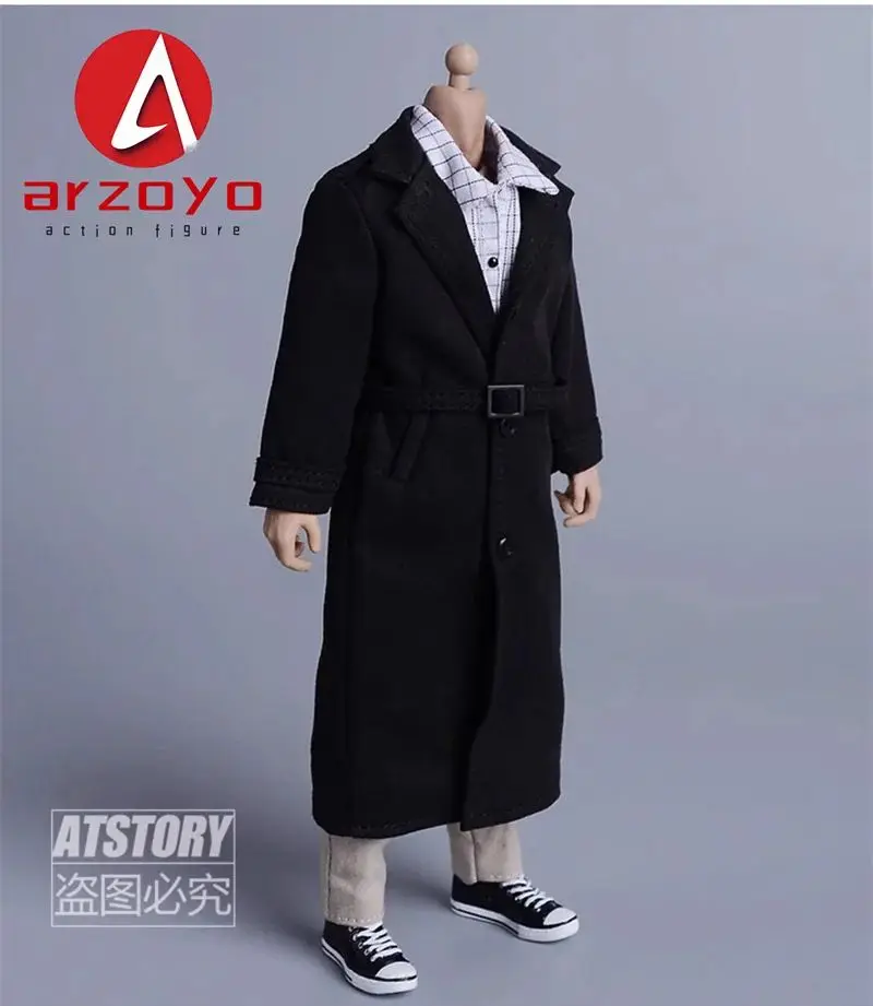 Gabardina larga informal a escala 1/12, abrigo militar británico, modelo de ropa apto para muñecas corporales de figura de acción de 6"