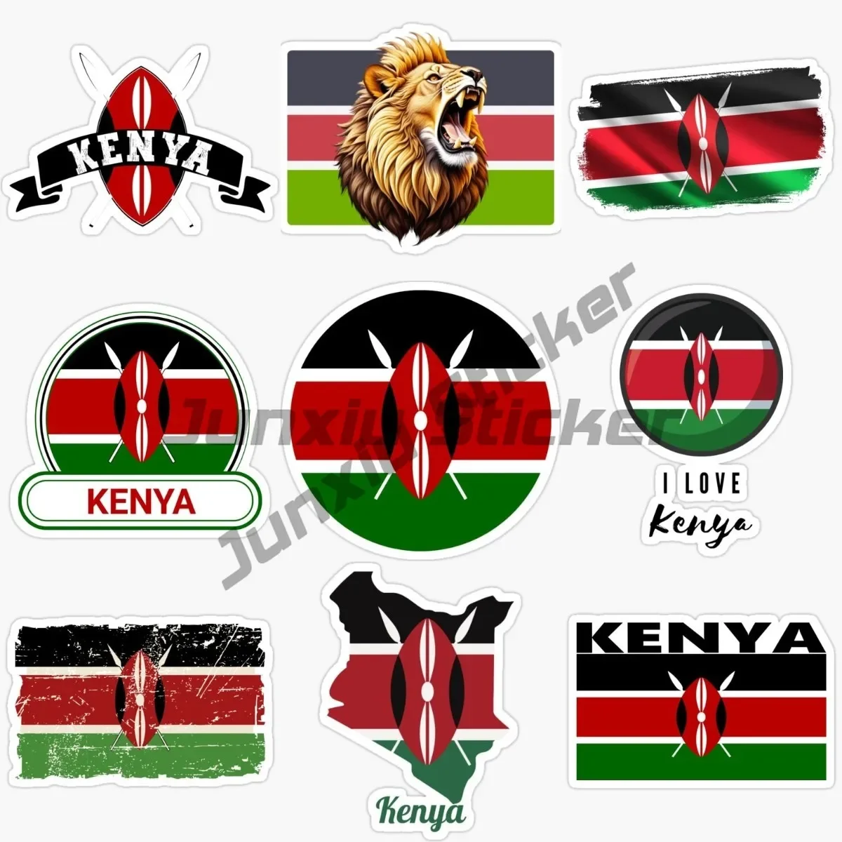 

Kenya Decal Coat of Arms of Kenyans Flag with Map Sign Waterproof Sticker Decor for SUV Car Bike The Whole Body Anti Scratch