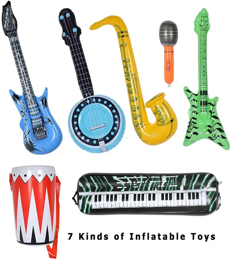 Disco Music Party Inflatable Rock Star Balloon Microphone Guitar Sax Keyboard Bass Balloons 80s 90s Hip Hop Birthday Party Decor