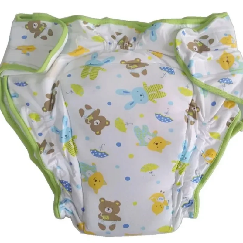 Reusable ABDL Adult Diapers Briefs Cartoon Pattern With Inside Padding Cotton Training Pant Washable Nappies Panties Study Pants