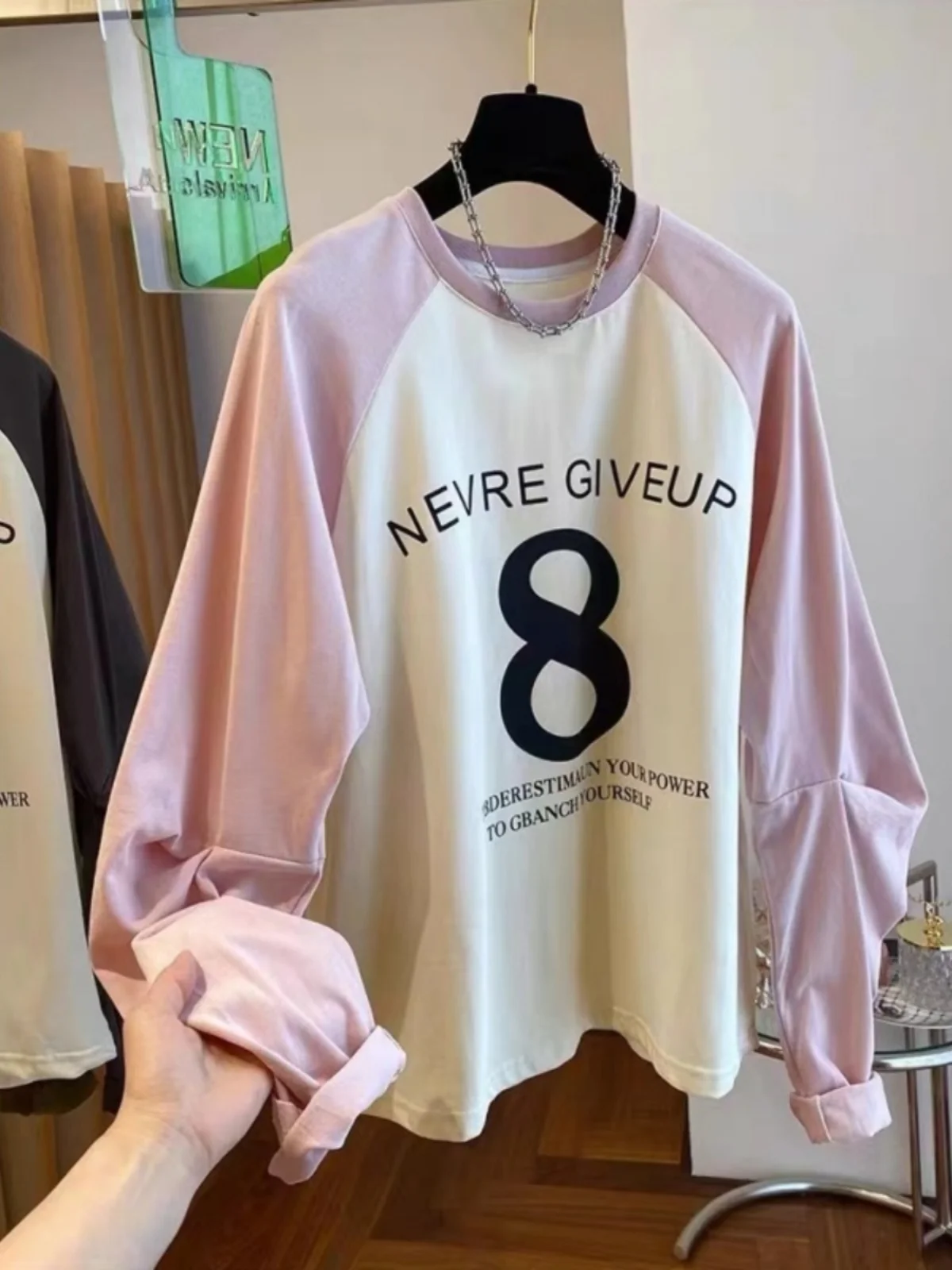 

Design Sensation Loose Long Sve T-irt Spring Autumn Thin Oversize Top with oulder Insertion And Pleats for Women