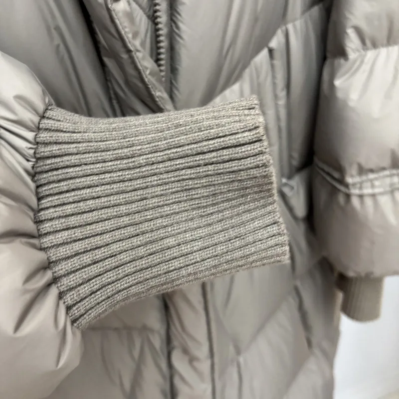 الشتاء مقنعين فضفاض لحاف الأبيض بطة أسفل سترة منفوخة المرأة شتاء جديد طويل الركبة فوق الثلوج سترة سميكة سترة منفوخة