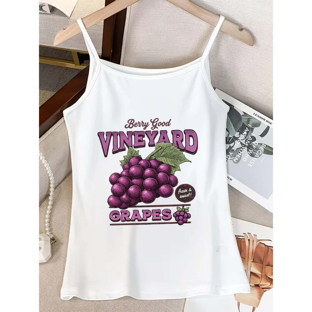 Berry Good Vineyard Grapes Print Camisole Women Summer Cute Fruit Graphic Tank Top Casual Sleeveless Vest for Daily Wear