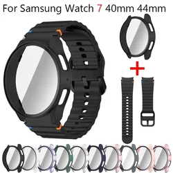 Silicone Strap for Samsung Watch 7 6 5 4 FE 40mm 44mm Band With Case Screen Protector Bumper cover for Wrist Accessories