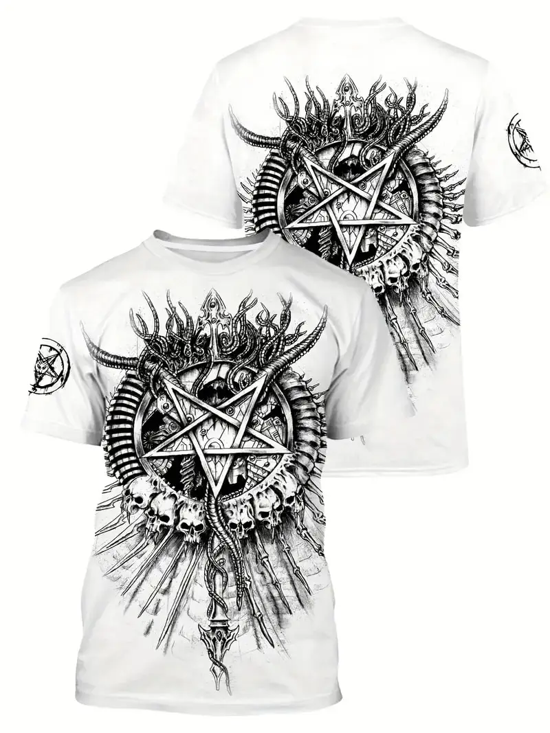 Horror Death Satan Pattern T shirts For Men/Women 3D Print Street Trend T-shirts Summer Oversized Man Clothing Short Sleeve Tops