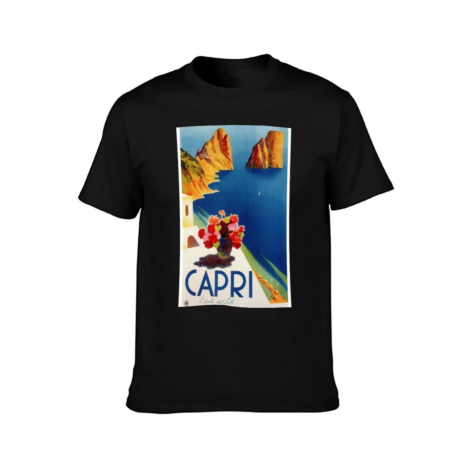 Vintage Capri Italy Travel T-Shirt Big and Tall Casual T-Shirt