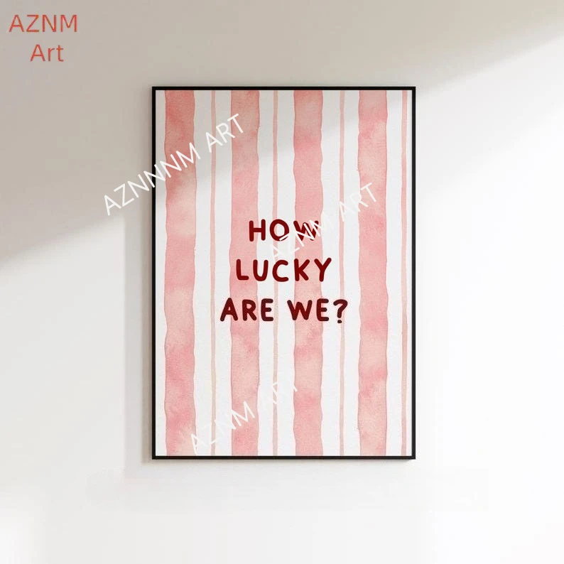 Wie Glücklich Sind Wir? Rosa Leinwanddruck Rosa & Grüne Zitate Küchen-Wandkunst Poster für Modernes Wohnzimmer Schlafzimmer Paar-Heimdekoration