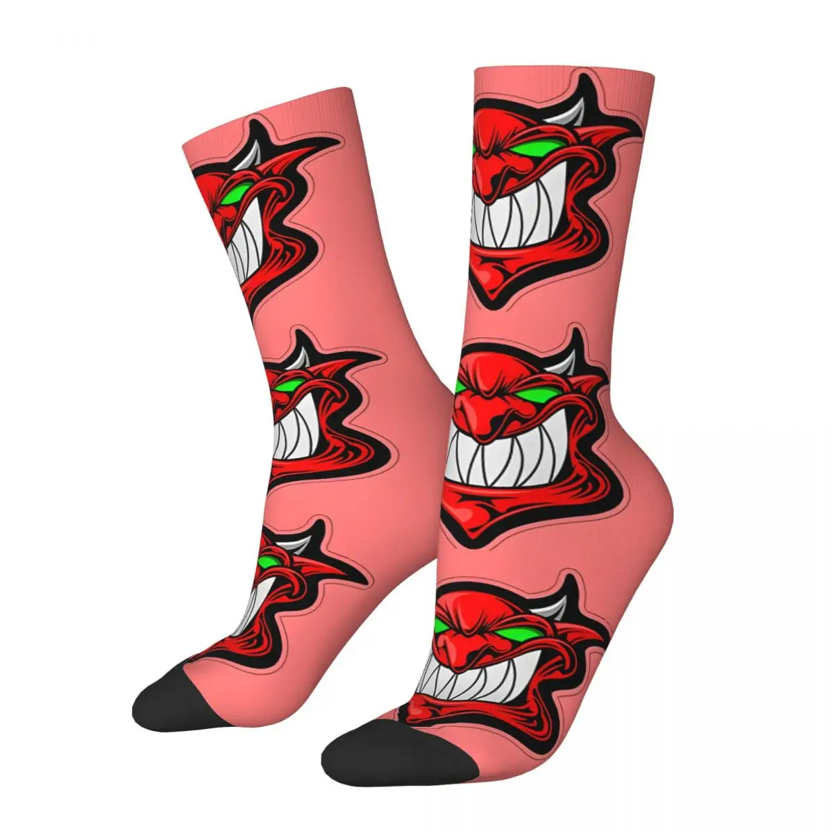 Vintage Cartoon Demon Face Head Satan Men's Socks Unisex Christmas Decoration Christmas Gift Harajuku Pattern Novelty Crew Sock