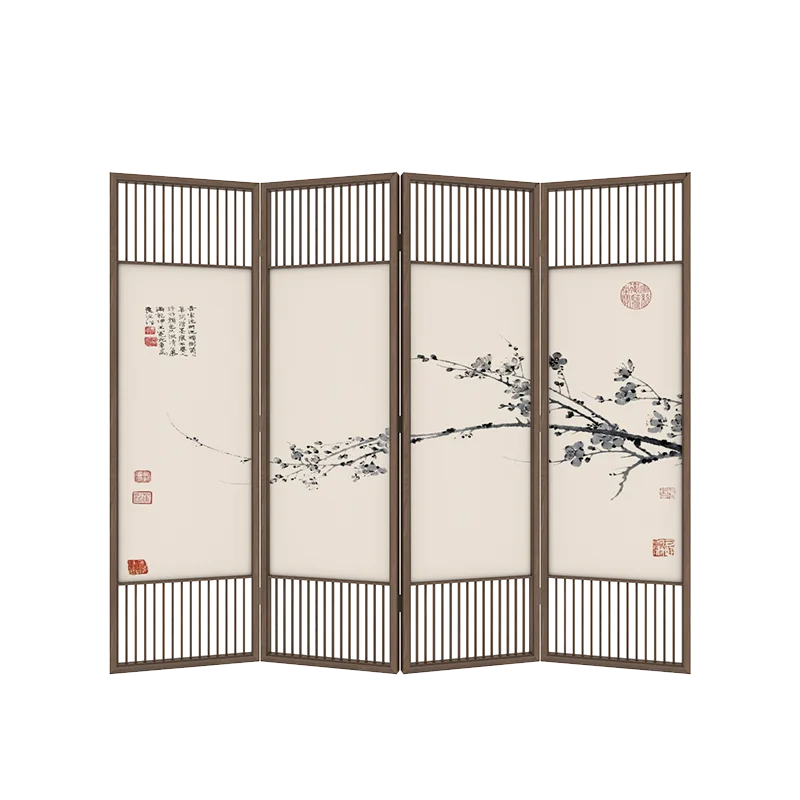 

Китайская ширма-перегородка для гостиной, входной двери отеля, спальни, с простым цветочным узором, передвижная, складная, в средневековом стиле