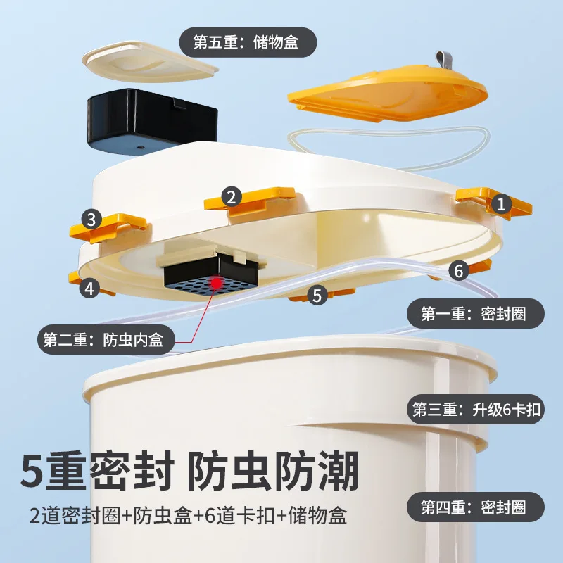 Secchio per alimenti per gatti ispessimento e sigillatura in altezza per uso domestico secchio per alimenti per animali domestici a prova di insetti e a prova di umidità