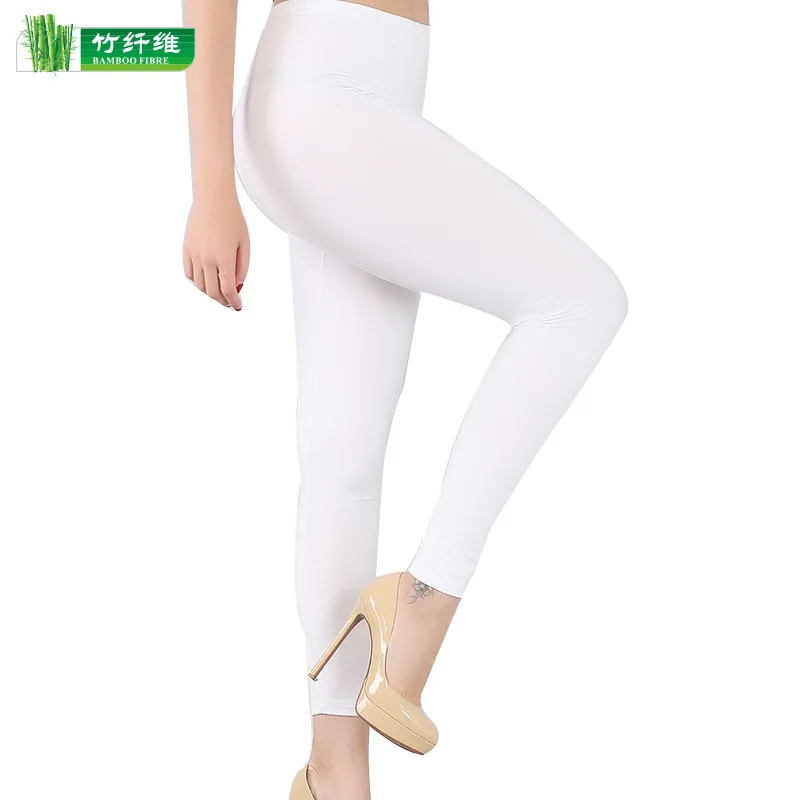 New 2024 Spring summer autumn women's plus size casual bamboo fiber stretch leggings nine-point pants trousers britches