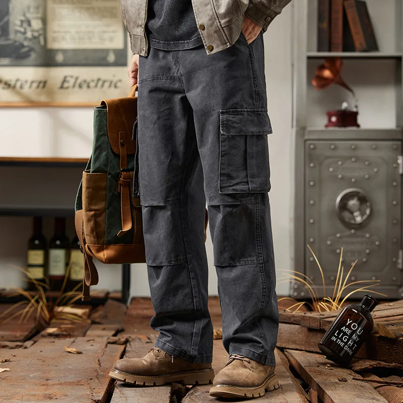 

2024 straight cargo casual pants men's fashion brand new spring loose wide leg pants Japanese large size men's pants trend