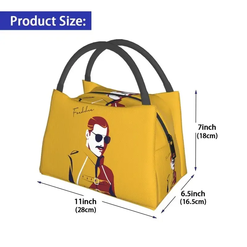 British Rockstar Freddie Mercury Insulated Lunch Bags for Women Band Queen Singer Thermal Cooler Food Lunch Box Hospital Office