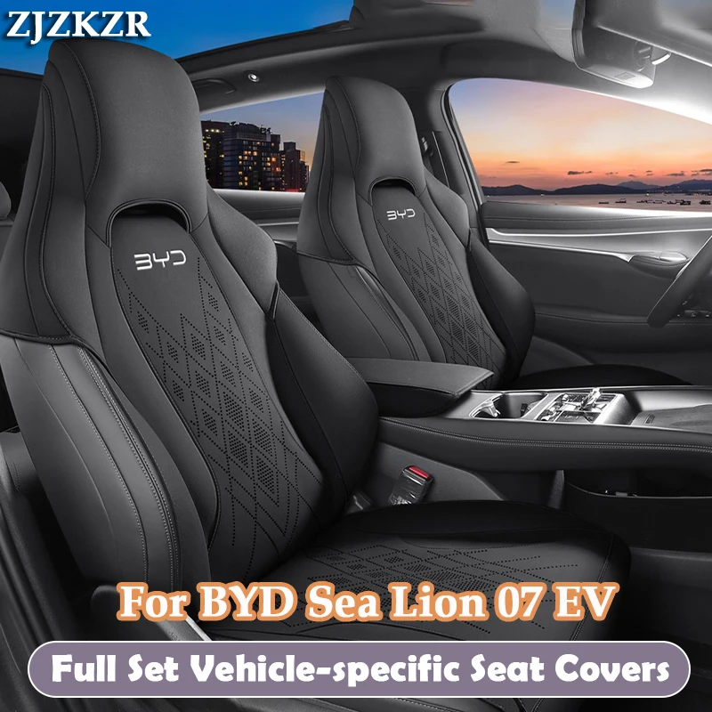 

Car Seat Cover Cushion Mat For BYD Sea Lion 07 EV 2024 2025 Full Set Interior Advanced Leather Auto Protector Seat Accessories
