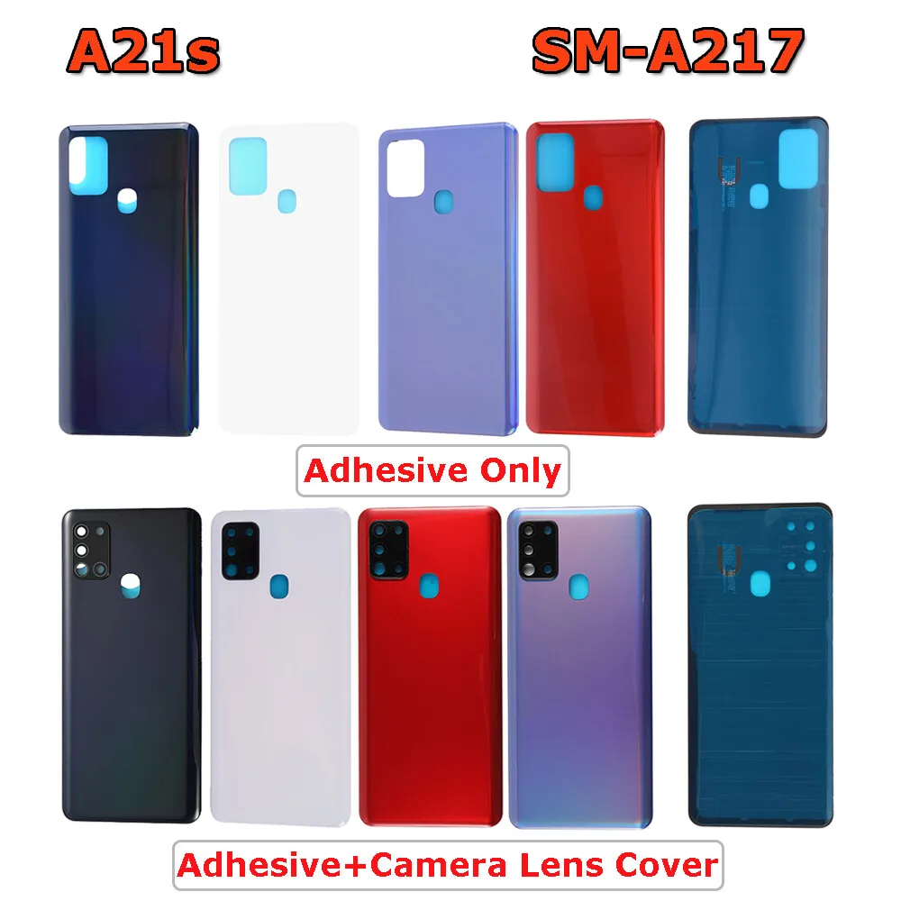 Rear Back Housing Cover Battery Door with Camera Bezel Lens Adhesive For Samsung Galaxy A21s SM-A217