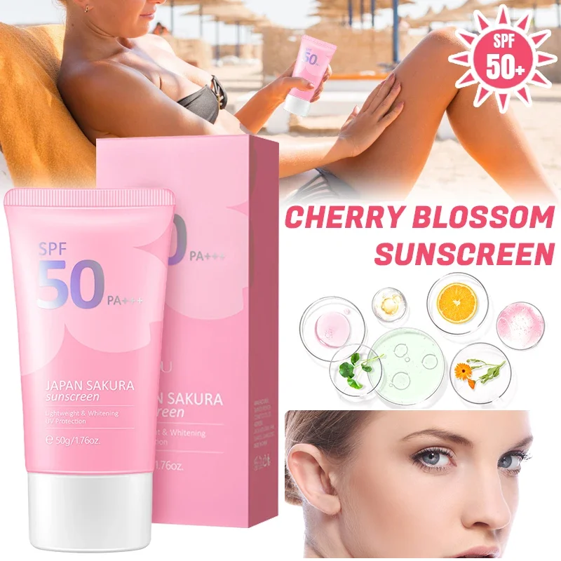 

LAIKOU Sakura Sunscreen Cream Protector Facial Sun Block Spf50 Gel Isolation Lotion Bleaching Facial Moisturizer Whitening