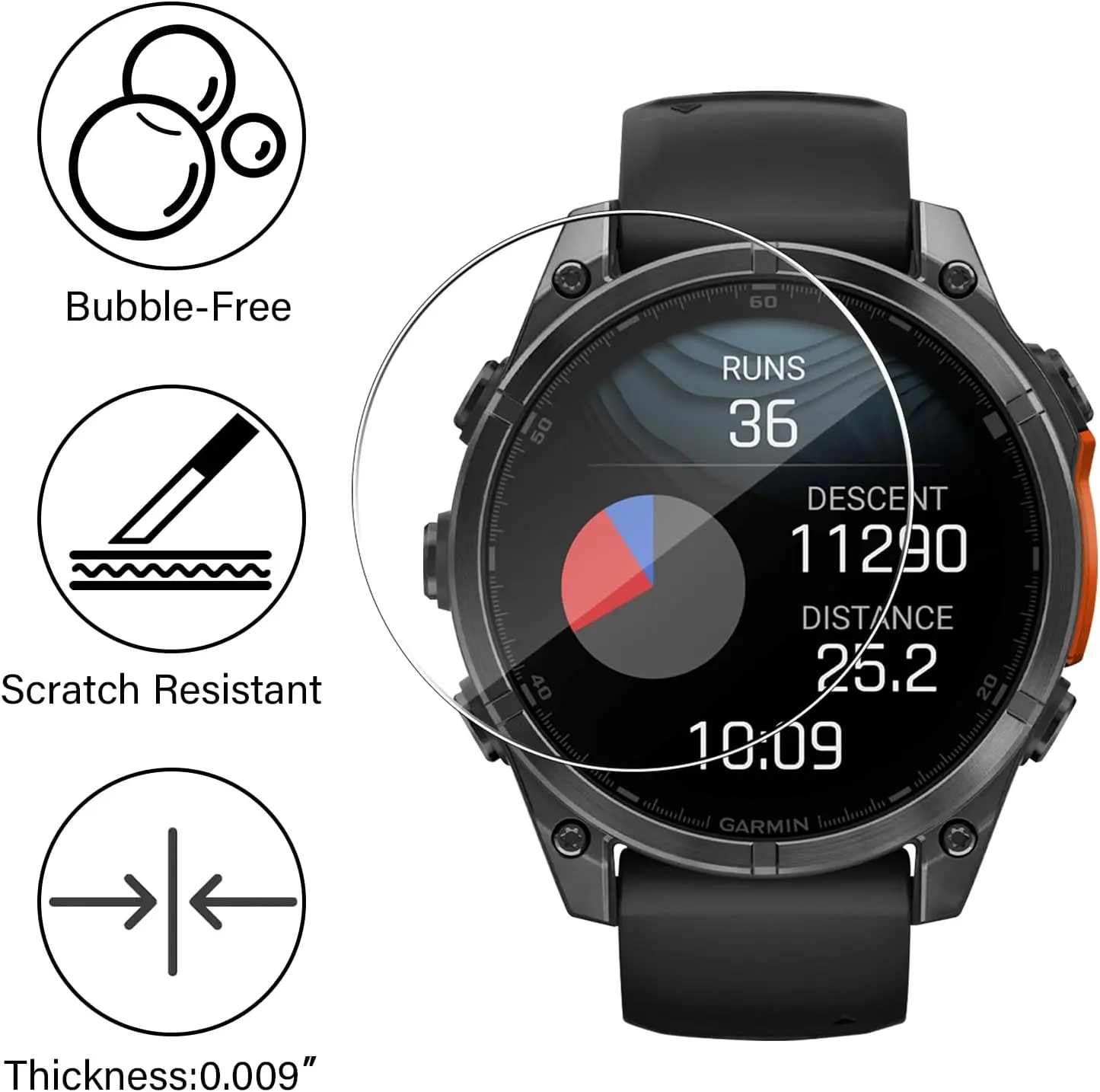 3PCS  Screen Protector tempered glass Film For Garmin Fenix 8 51 43 47 MM Anti-fall Tempered Film Accessories Smart Watch