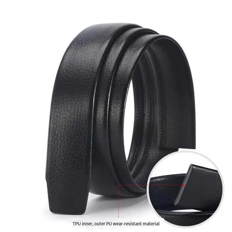 Black Men's Cow Belt,  Youth Leisure Business Belt,Can Be Used To Adjust The Size By Scissors (no belt buckle)