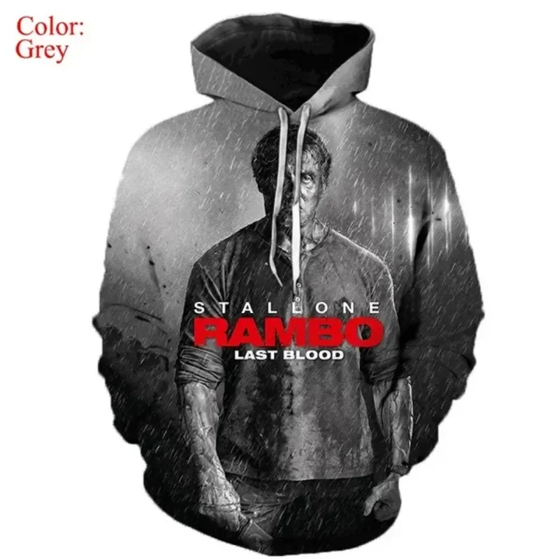 Movie Rambo: Last Blood Print 3D Hoodie Men Women\'s Autumn and Winter Rambo 3D Print Street Sweatshirt 3D Hoodie Casual Sweater