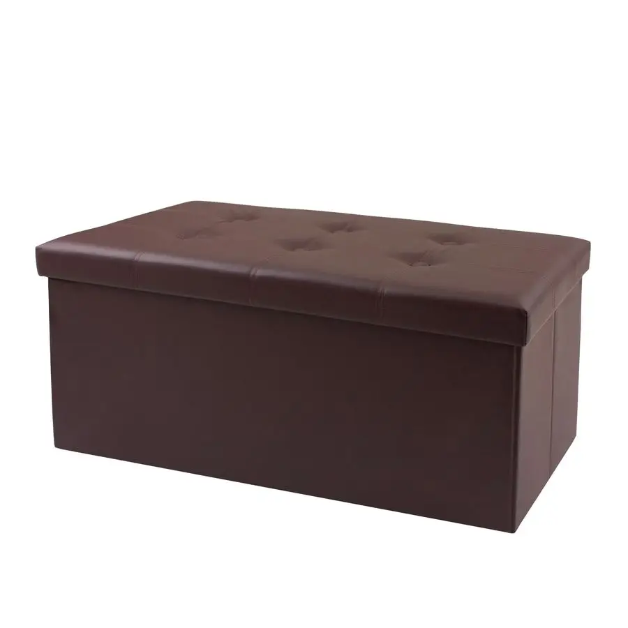

Inches Folding Storage Ottoman Bench, Faux Leather Footstool Ottoman, Storage Trunk Footrest for Bedroom, Living Room and Hallwa
