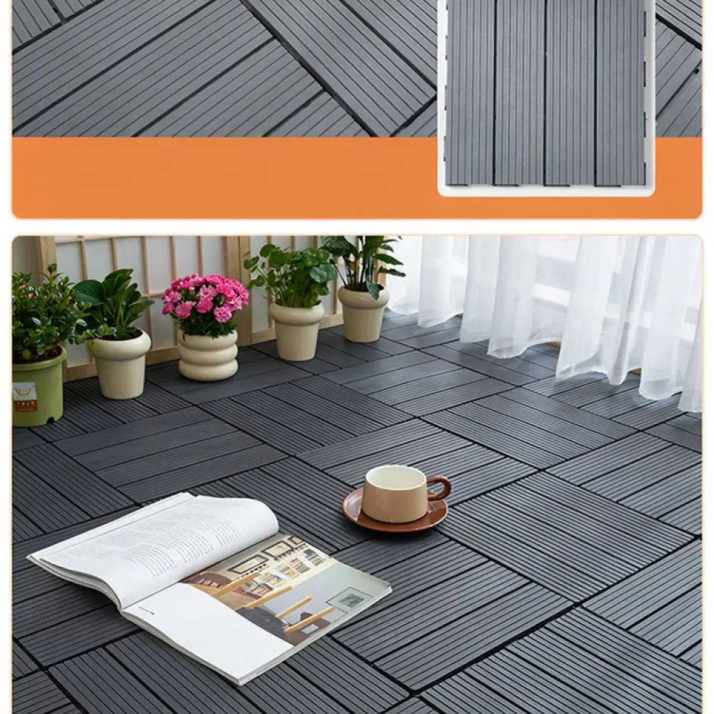 Modern Modular Plastic Decking Tiles Easy Installation Balcony Flooring Waterproof Wood Texture Backyard Terrace Ground Covering