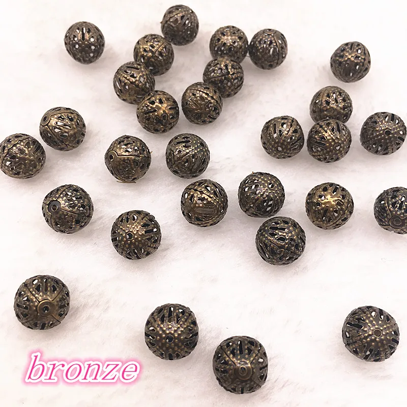 150-30pcs 4/6/8/10mm Hollow Ball Flower Beads Metal Charms Spacer Beads for Jewelry Making Diy Handmade Accessories