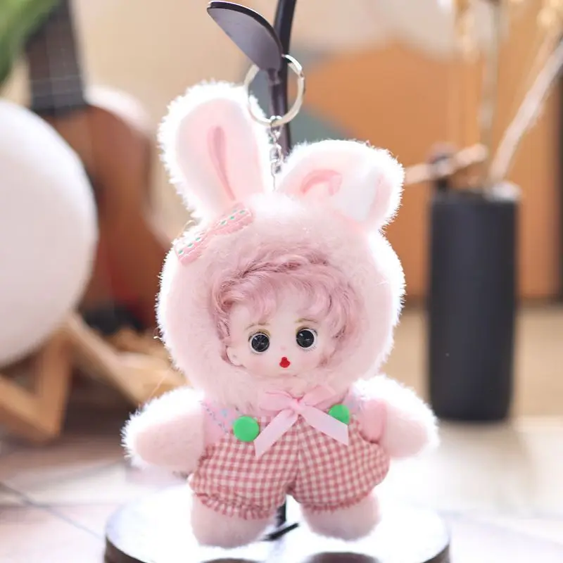 الفينيل وجه دمية أرنب ألعاب من نسيج مخملي دمية سيليكون حقيبة قلادة المفاتيح دمية دمية #4
