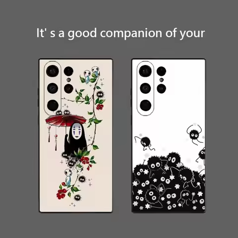 Lovely Soot Spirited Phone Case For Samsung Galaxy S25 Ultra S22 S23 S24 Ultra S21 S20 5G Protective Soft Silicone TPU Funda