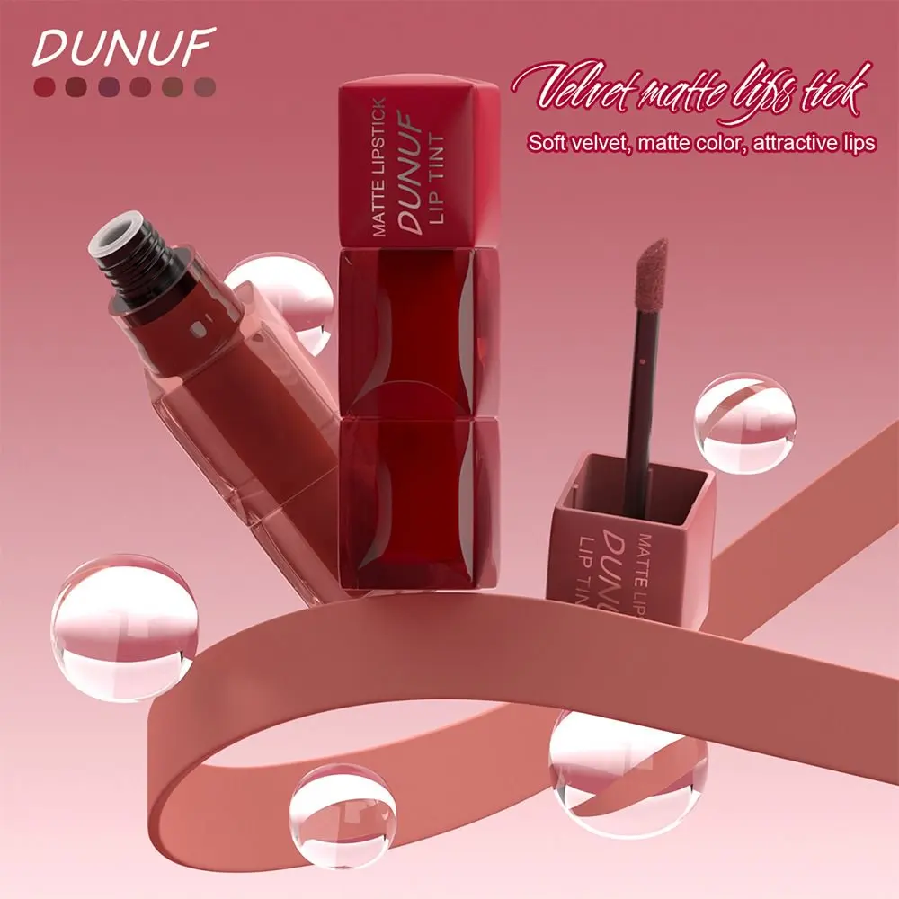 6 個のリップグロスティントセット保湿防水ノンスティックカップ長期的なベルベットマット口紅女性メイク