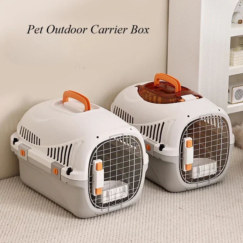 Portable Pet Cats Carrier Box for Travel Outdoor Air Transport with Bowl Piddle Pad Breathable Pet Space Box Cage Pet Supplies