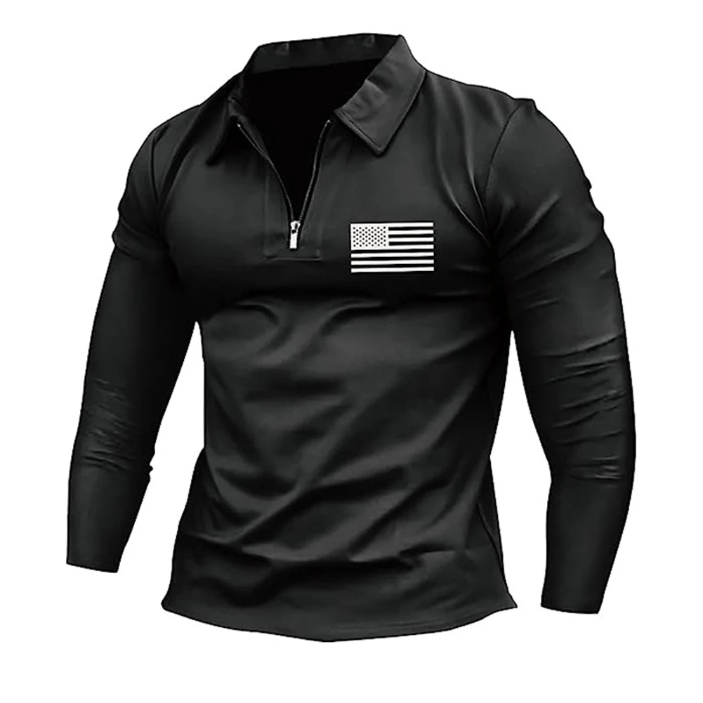

Comfy Fashion Men\\\\\\\\\\\\\\'s Top Shirt Collared Lapel Zip Collar Long Sleeve Muscle Polyester Regular Slim Fit T-Shirt