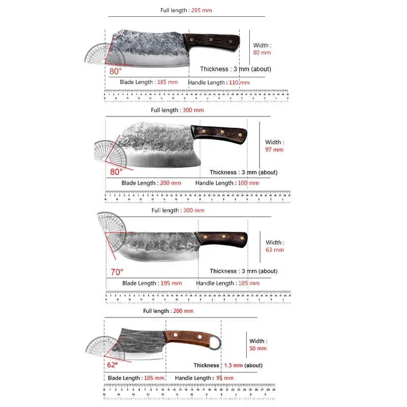 Hand Forged Knife High Carbon Butcher Knives Multifucntional Kitchen Meat Cutting Stainless Steel Wood Handle BBQ Cooking Knife