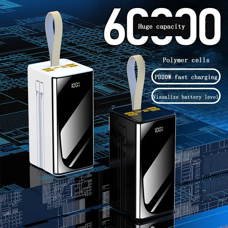 66W Super Fast Charging Power Bank Large Capacity Power Bank 60000 MAh Digital Display Power Bank