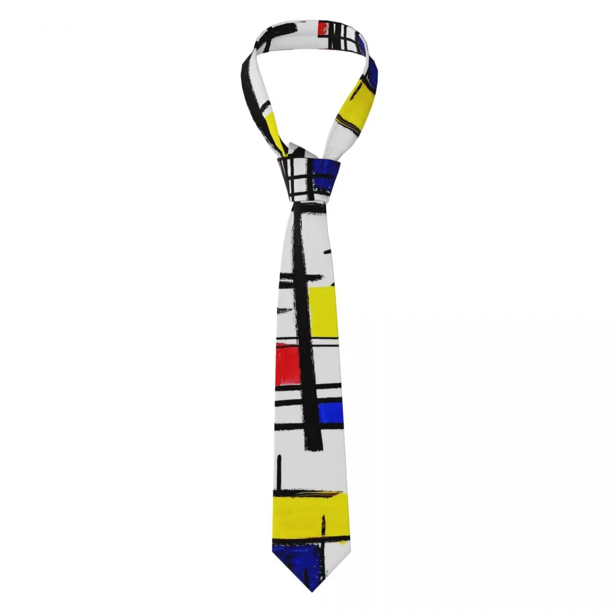 Color Block Art Tie Mondrian Minimalist De Stijl Custom Neck Ties Classic Elegant Collar Tie Men Wear Party Necktie Accessories