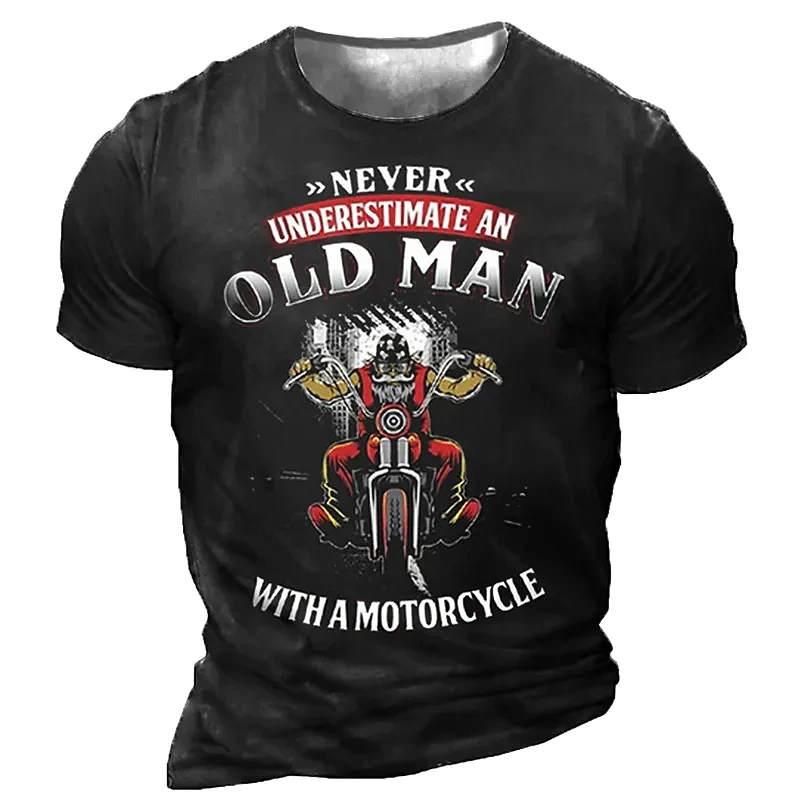 2024 Summer Hot selling Motorcycle T-shirt Men\'s Motorcycle 3D Printed Retro Short sleeved Elderly T-shirt Homme Motorcycle T-sh